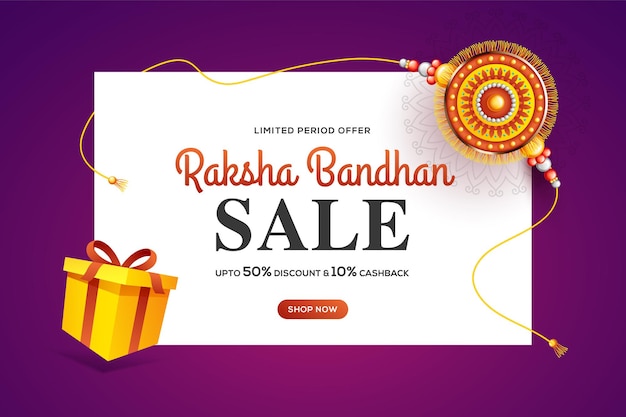 Beautiful decorated rakhi on red background for raksha bandhan sale vector illustration