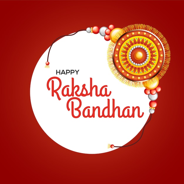 Bellissimo rakhi decorato su sfondo rosso per l'illustrazione vettoriale di raksha bandhan