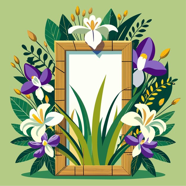 Vector beautiful decorative colorful hand draw floral flower frame