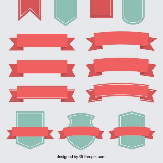 Vector beautiful decorative vintage ribbons and badges