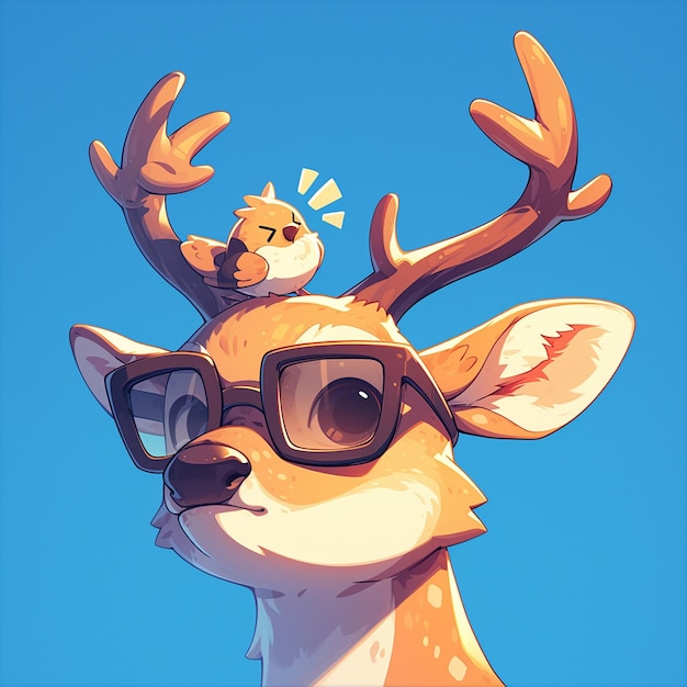 Vector a beautiful deer teacher cartoon style