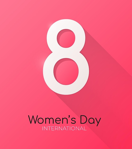 Beautiful delicate card on March 8 with eight symbol and shadow. International women's day Poster.