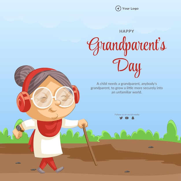 행복한 조부모의 날 배너 템플릿의 아름다운 디자인