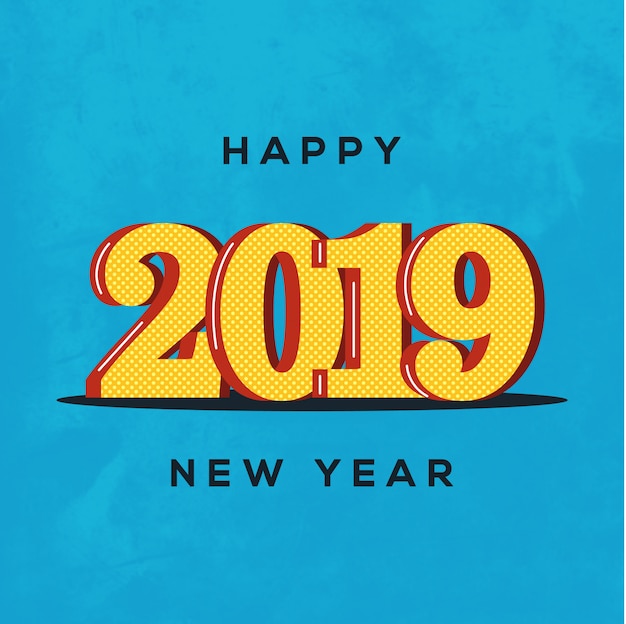 Вектор Красивый дизайн счастливого нового года 2019 на ярком фоне