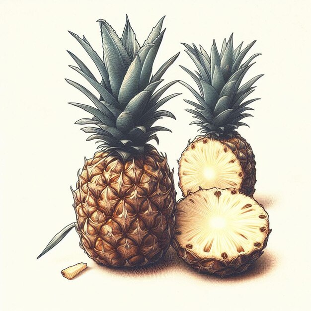 Beautiful detailed sweet fresh healthy Pineapple vector Illustration