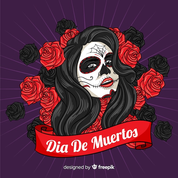 Bello fondo del cranio di dia de muertos