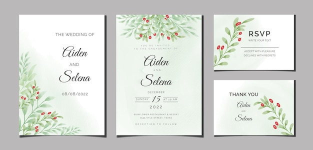 Beautiful digital Handpainted Feminine watercolor Premium floral and leaves Wedding Invitation Card