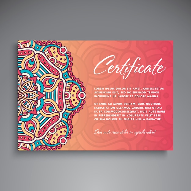 Beautiful diploma with mandala concept