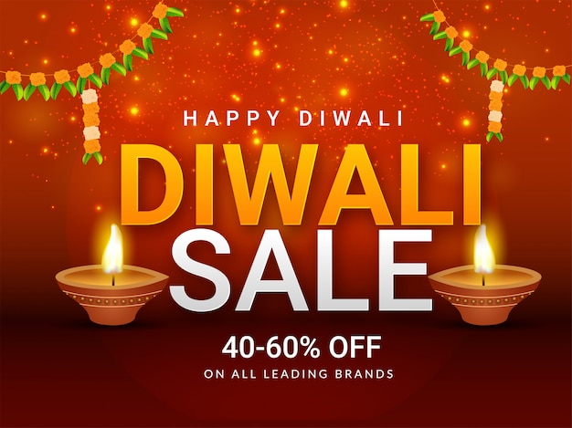 Bellissimo poster di vendita o banner di diwali.