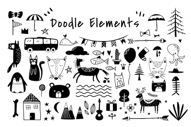 Beautiful doodle elements set