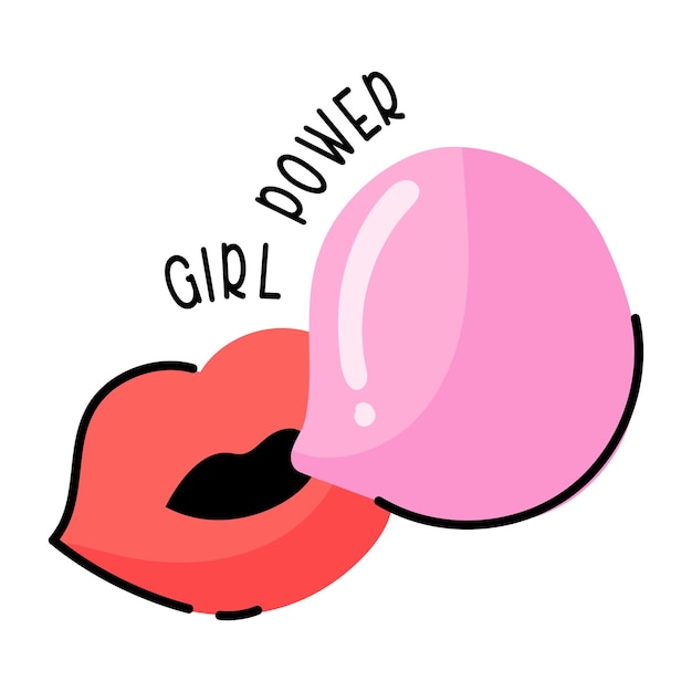 Beautiful doodle sticker of blowing bubble