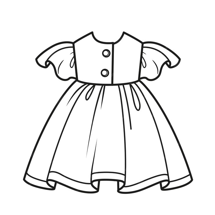 Premium Vector | Beautiful dress outline for coloring on a white background