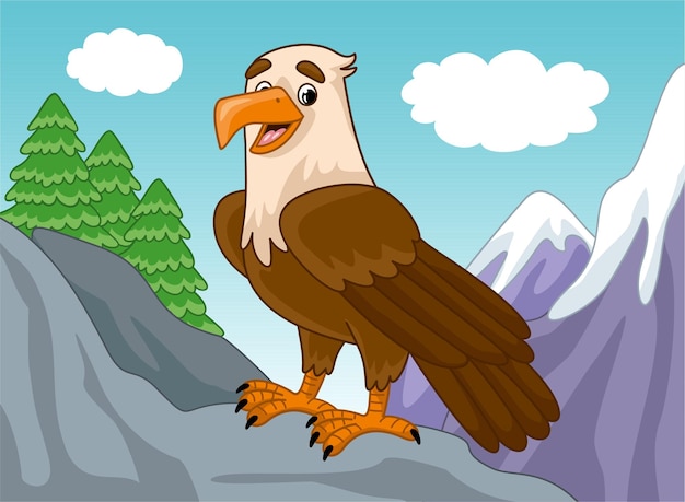 Beautiful eagle set on mountain