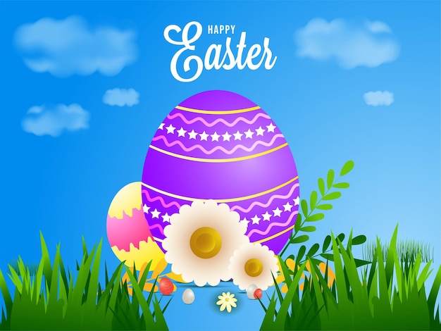 Вектор Красивый пасхальный фон с красочными яйцами дизайнерские яйца творческая типография счастливой пасхи