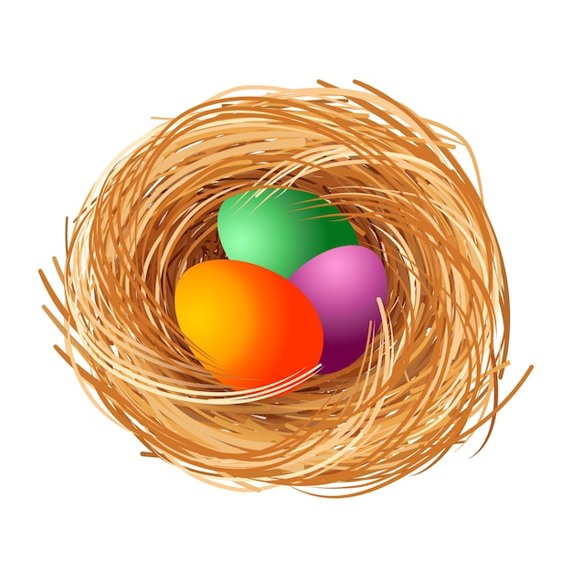 Beautiful Easter Egg Bird Nest Flowers Children