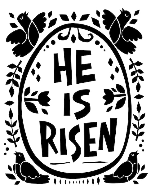 Vector beautiful easter festive hand drawn lettering phrase he is risen