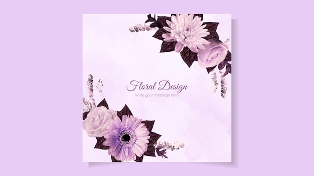 Beautiful editable floral frame background template rustic flowers