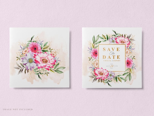 Beautiful and elegant floral watercolor wedding invitation