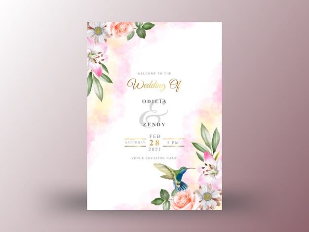 beautiful and elegant floral wedding invitation card template