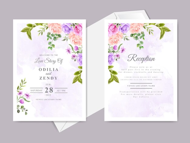beautiful and elegant floral wedding invitation card template