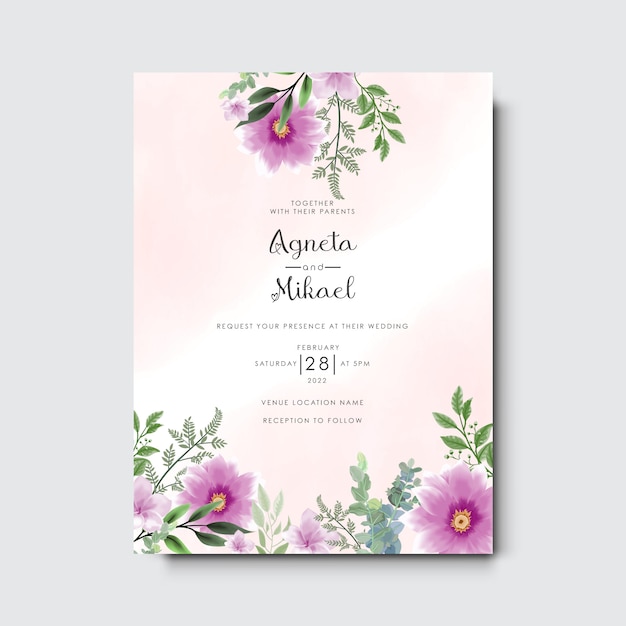 beautiful and elegant floral wedding invitation card