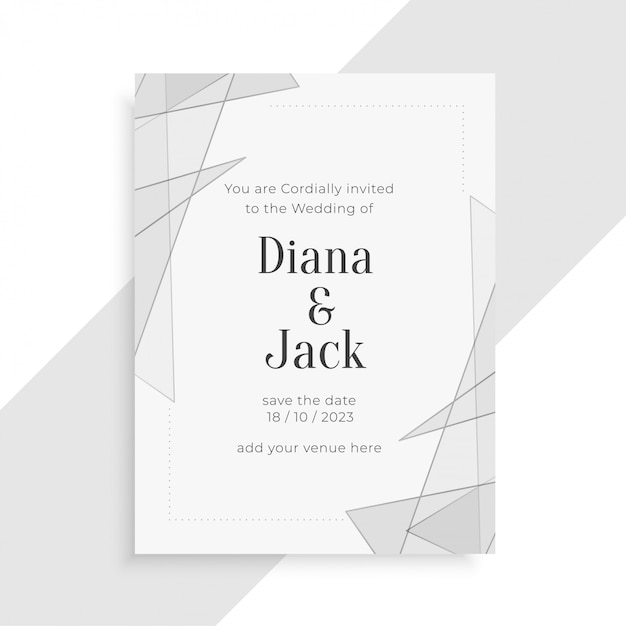 Beautiful elegant geometric wedding invitation card design
