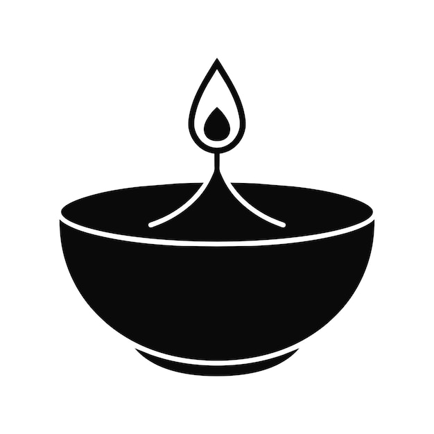 Vector beautiful and elegant happy diwali diya black silhouette vector icon design