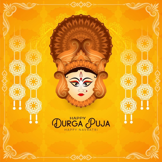 Beautiful elegant happy durga puja and happy navratri festival background