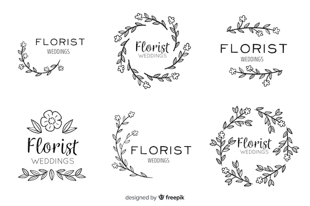 Vector beautiful and elegant logo or logotype set for wedding or florist