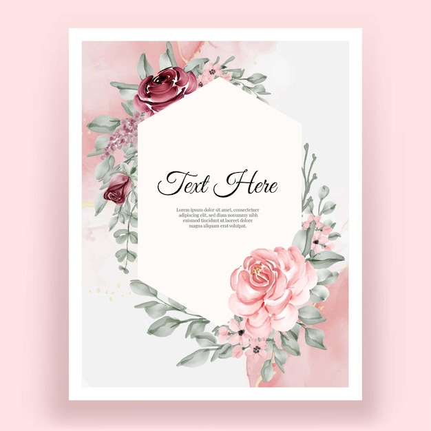 Beautiful elegant rose flower watercolor frame