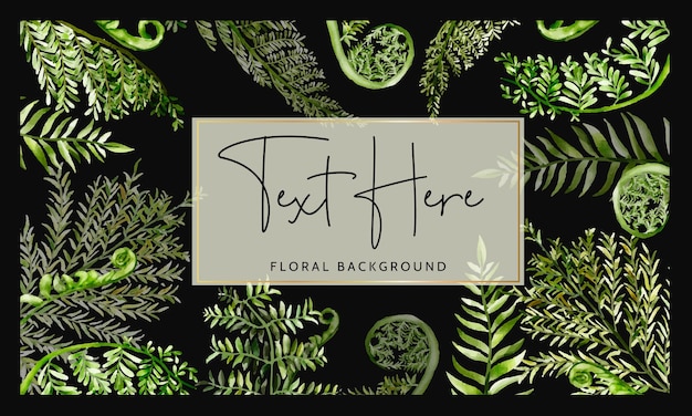 Vector beautiful elegant watercolor greenery fern floral background