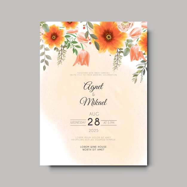 Vector beautiful and elegant wedding invitation template