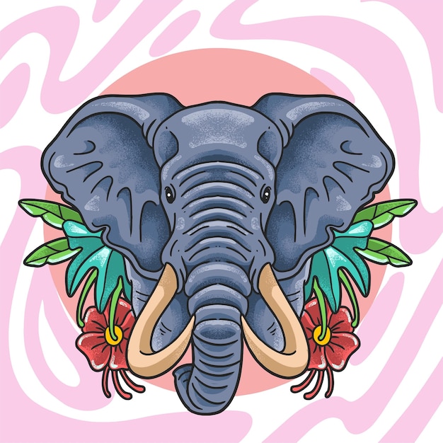 Vector beautiful elephant head floral nature