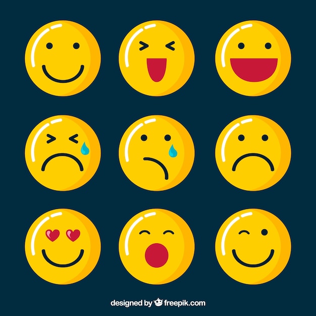 Vector beautiful emoticons in flat design