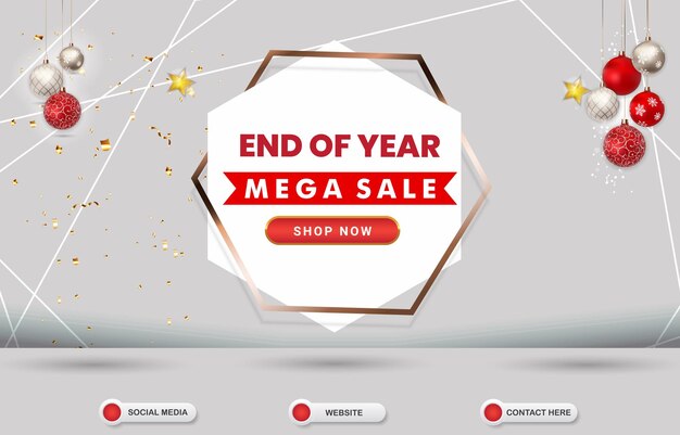 Beautiful end of year sale banner with blank space for product with abstract gradient white background design