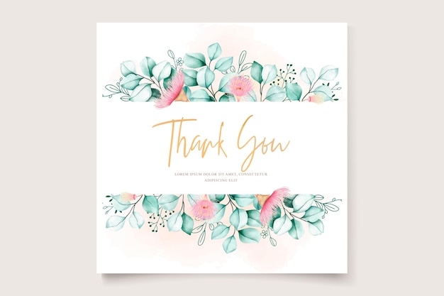 beautiful eucalyptus flower and leaves wedding invitation card set