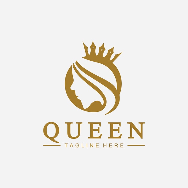 Beautiful face queen icon logofor queen logoBeauty woman hair salon golden logo cosmetic skin care business logo