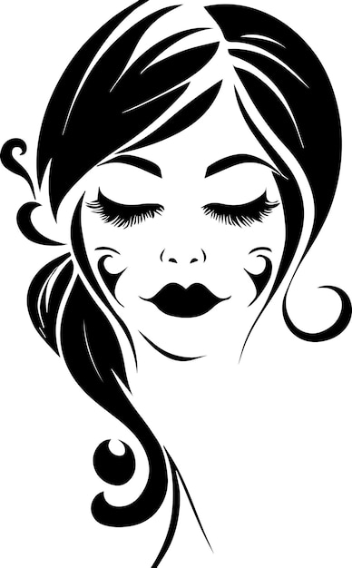 Vector beautiful face tattoo illustration