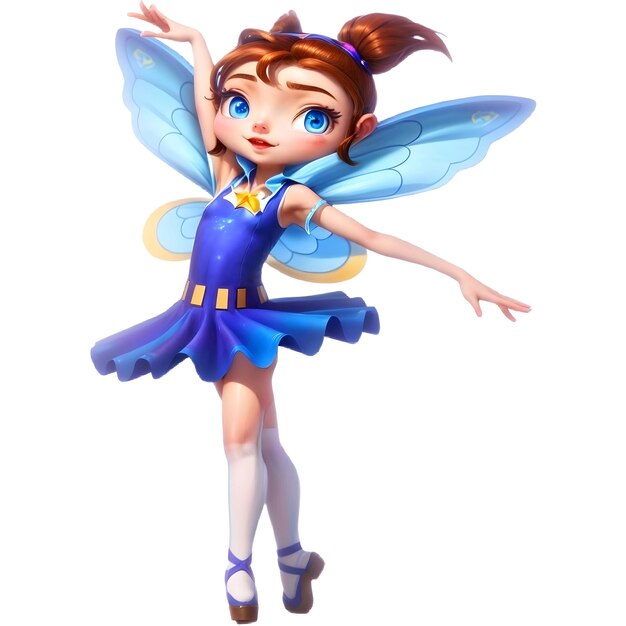 Beautiful Fairy Ballerinas Girl And Blue Tutu Dress