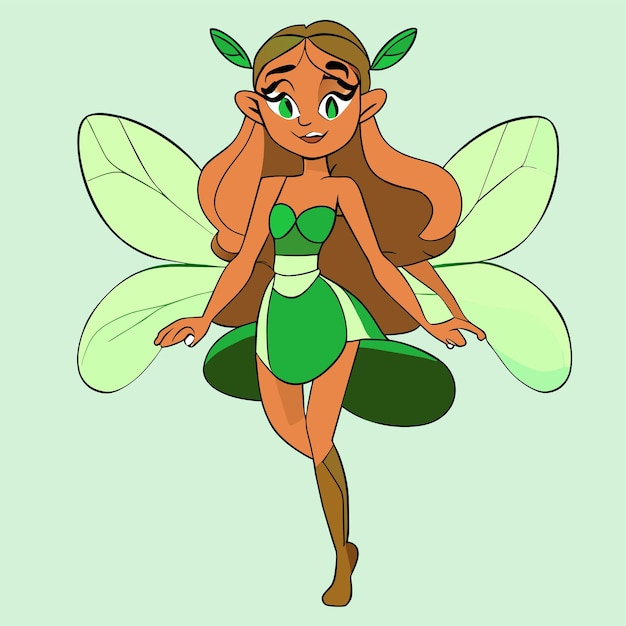 Beautiful fairy girl hand drawn flat stylish cartoon sticker icon concept isolated illustration