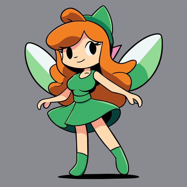 Beautiful fairy girl hand drawn flat stylish cartoon sticker icon concept isolated illustration