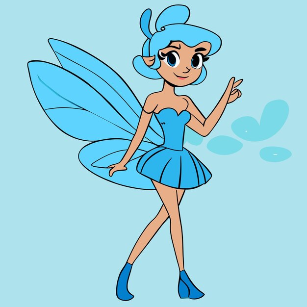 Beautiful fairy girl hand drawn flat stylish cartoon sticker icon concept isolated illustration