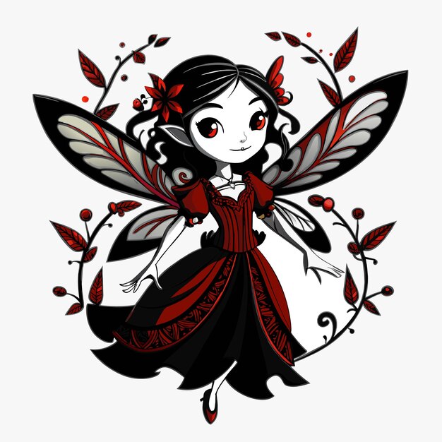 Вектор Красивая принцесса-фея, ангел, нарисованный вручную персонаж мультфильма, наклейка, икона, концепция изолирована