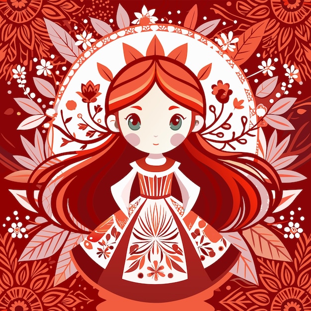 Beautiful fairy princess angel hand drawn cartoon character sticker icon concept isolated