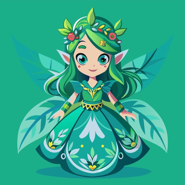 Beautiful fairy princess angel hand drawn cartoon character sticker icon concept isolated