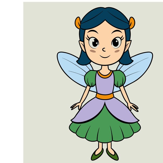 Beautiful fairy princess angel hand drawn cartoon character sticker icon concept isolated