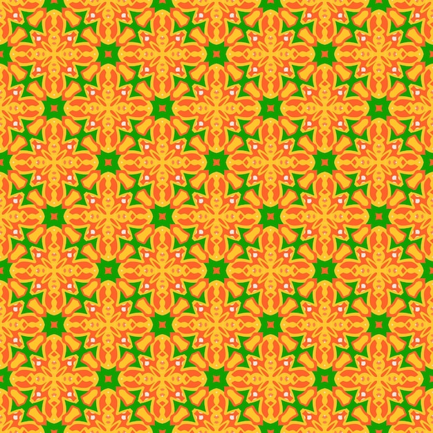 Beautiful fantastic yellow and green abstract blossom mandala seamless pattern background art fabric