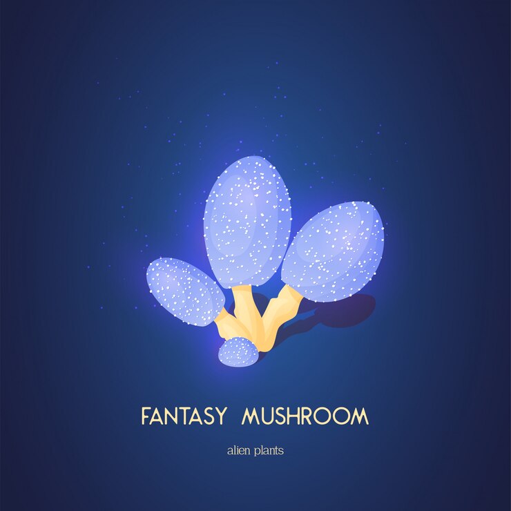 Vector beautiful fantasy mushroom. magic unusual nature elements