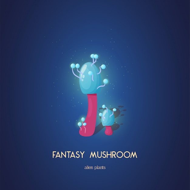 Vector beautiful fantasy mushroom. magic unusual nature elements