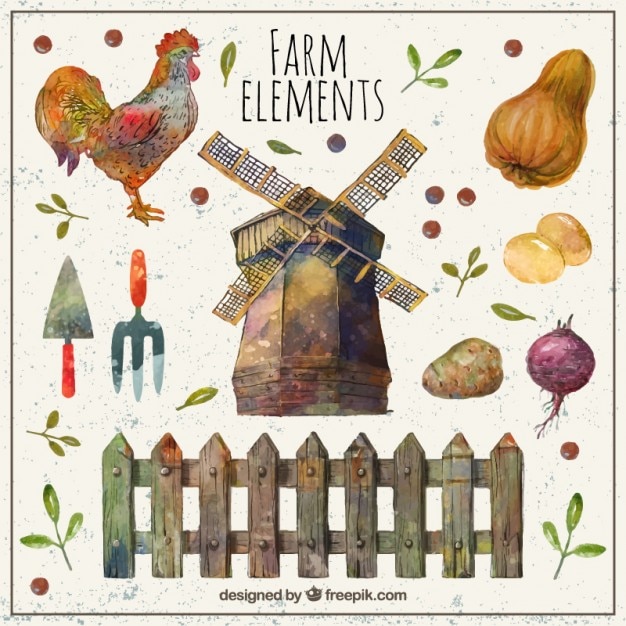 Vector beautiful farm elements